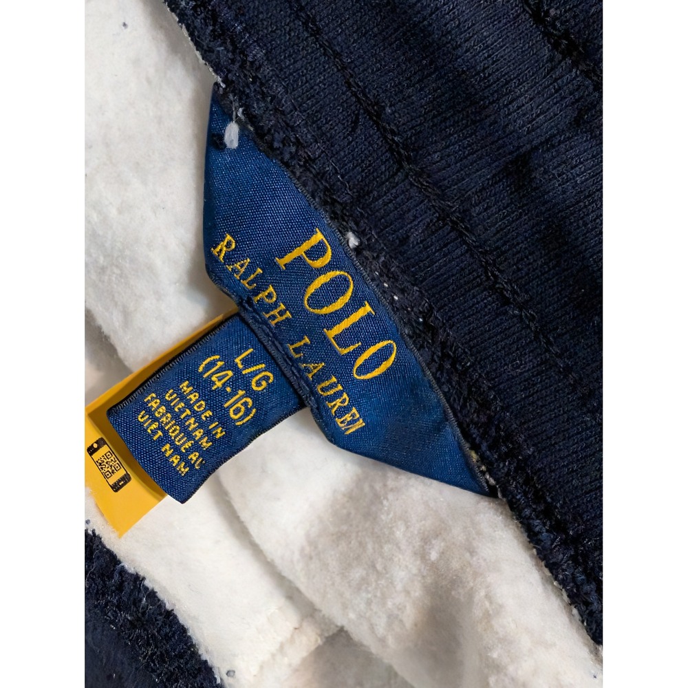 Polo Ralph Lauren Boys L 14-16 Colorblock Sweatpants Joggers White Blue Navy - Picture 4 of 6
